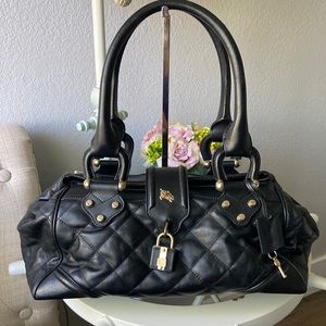 Authentic Burberry black leather shoulder bag